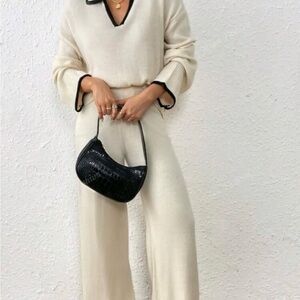 Elegant Cream Women's Sweater Set